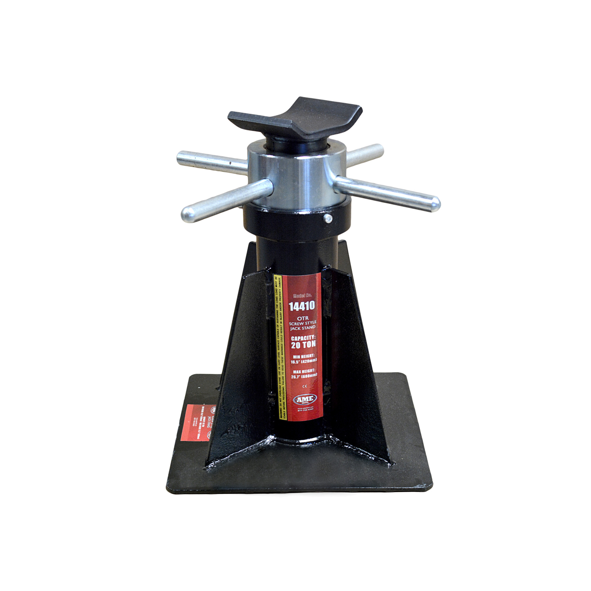 AME 20-Ton OTR Screw-Style Jack Stand – Wide Base, Threaded Adjustment, Ideal for OTR Equipment, Model 14410